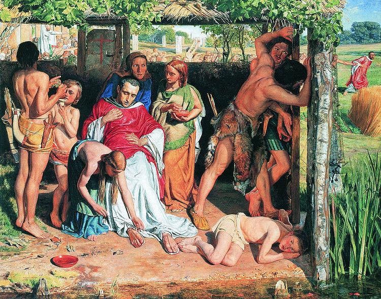 William Holman Hunt A Converted British Family Sheltering a Christian Missionary from the Persecution of the Druids, a scene of persecution by druids in ancient Britain p France oil painting art